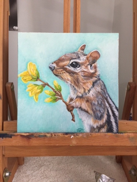 Finished my Portrait of a chipmunk. 6″ x 6″ oil on gessoed...