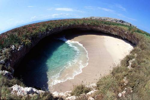 atlasobscura - Hidden Beach - MexicoA gaping hole in the...