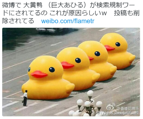 kikuzu - 中国住みさんのツイート - “微博で 大黄鸭 （巨大あひる）が検索規制ワードにされてるの...