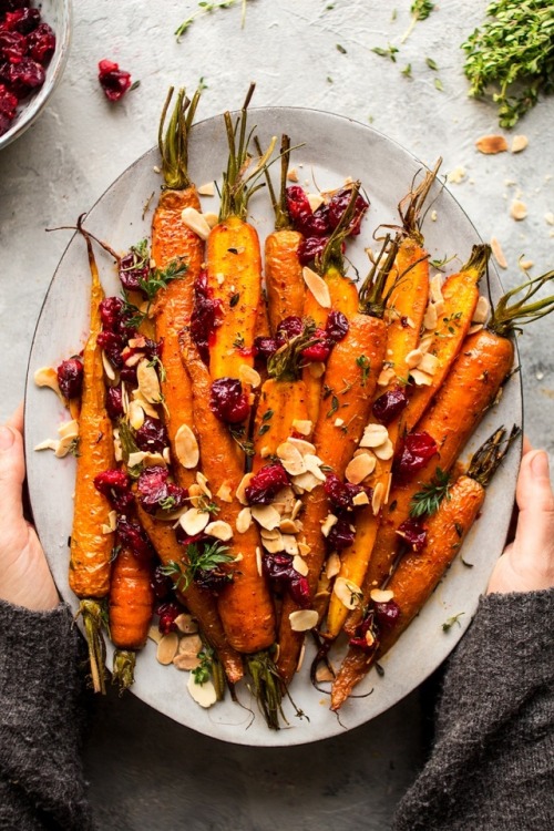 fullyhappyvegan - Maple Roasted Carrots with Cranberries