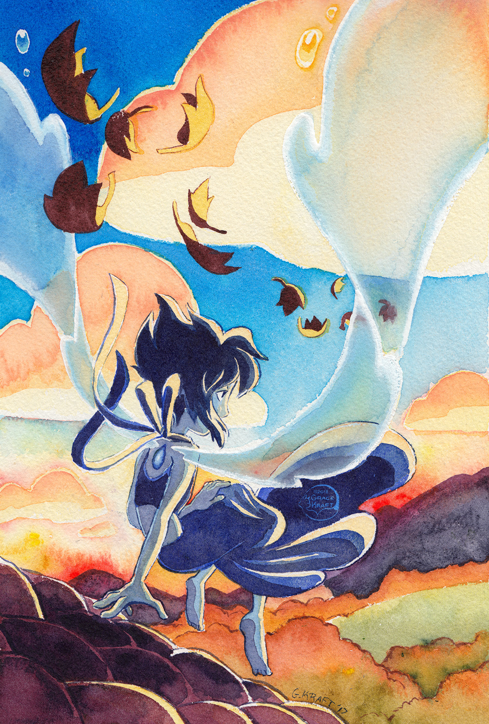 My contribution to the @oceangemzine2017!

 Did this around October of last year and was in a very “missing how autumn looks in my hometown” mood.  I wanted to play with some sunny oranges to compliment Lapis’ deep blues~
