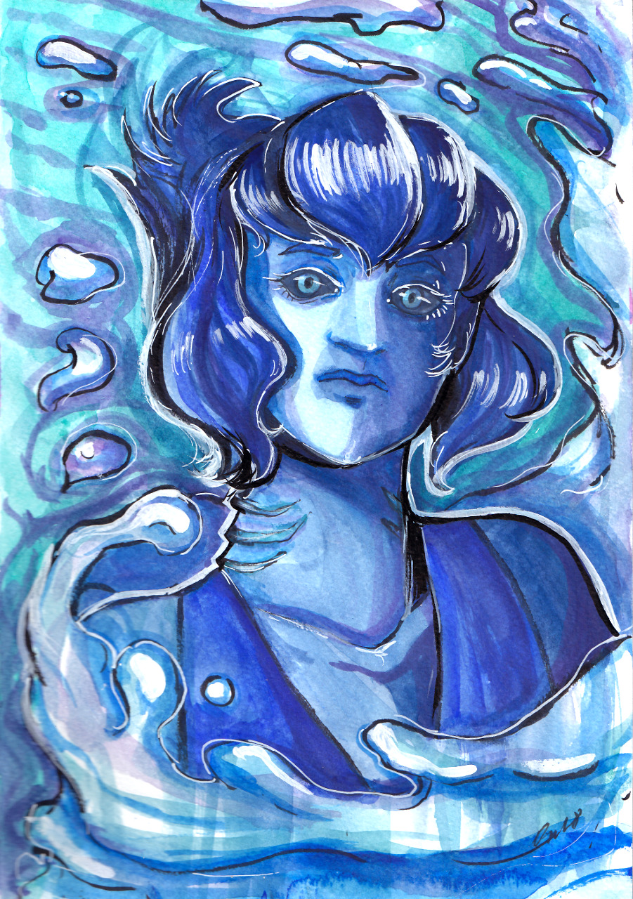 A quick watercolour painting of Lapis because I felt like drawing something blue.