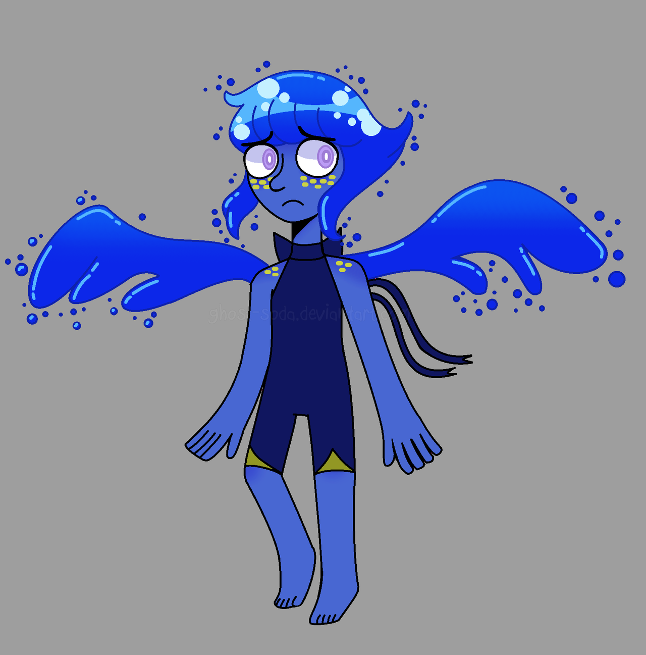 i’ve been seeing people redesign su characters and i decided that the gem in most desperate need of a redesign was lapis so here ya go.