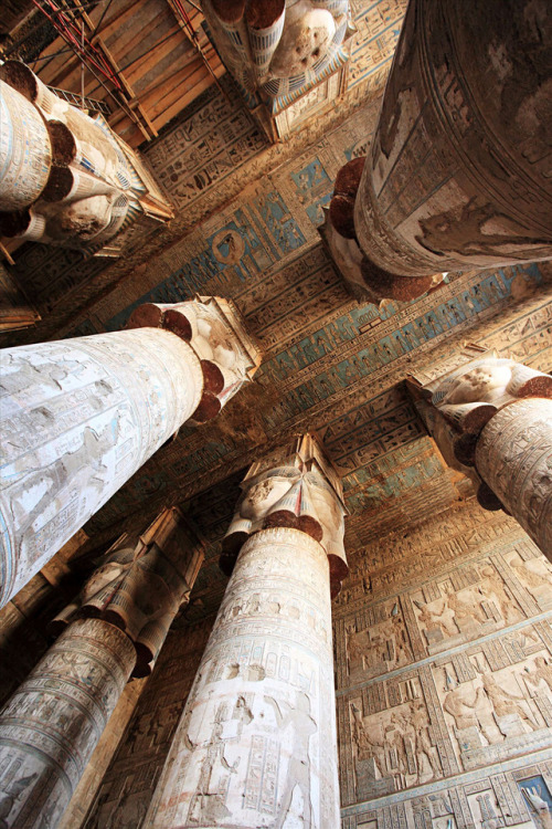 grandegyptianmuseum - Outer Hypostyle Hall of Hathor Temple at...