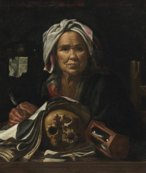 laclefdescoeurs - An Old Philosopher at her Desk, with a Vanitas...