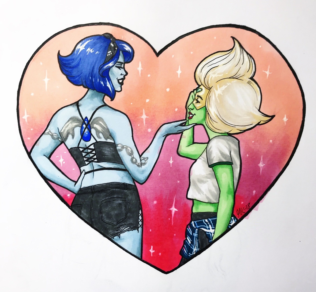 Drawing of kellykirstein and courtwithconfidence @ instagram Amazing cosplayers 💙💚🌈🌸🌟