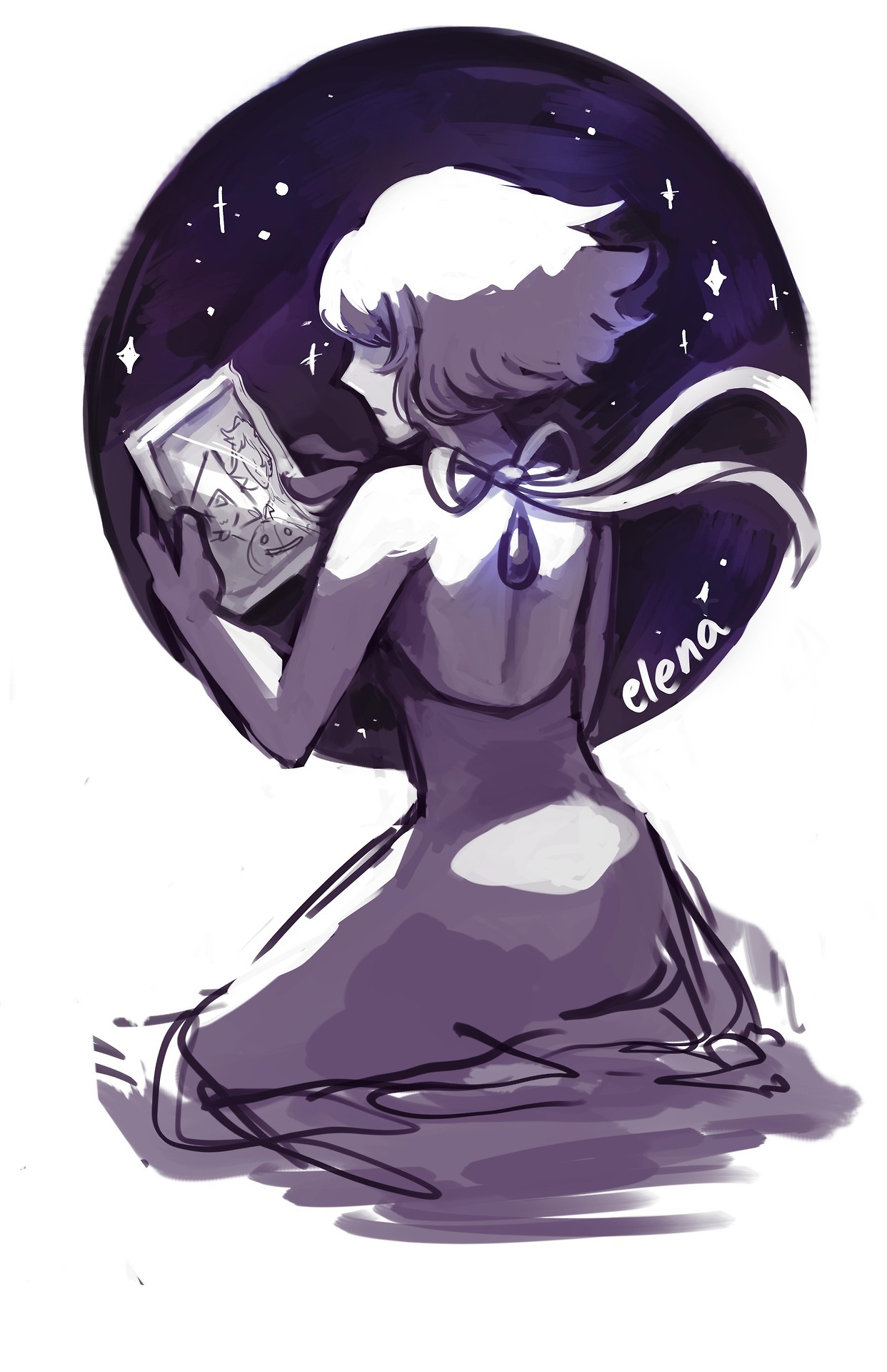 Lapisssss inspired by this one tumblr person who does a lot of intense light on their art, but I don’t know their username :( Boi this is lapis being alone in space and probably looking back at photos...