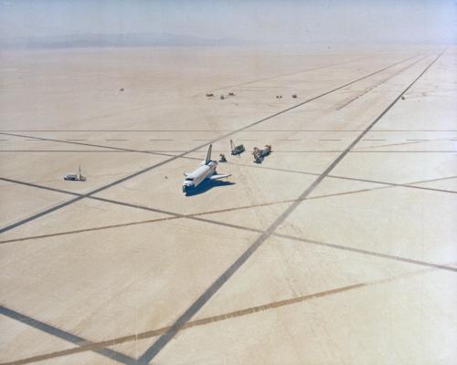 spaceexp - Space Shuttle Columbia sits at the end of Edwards Air...