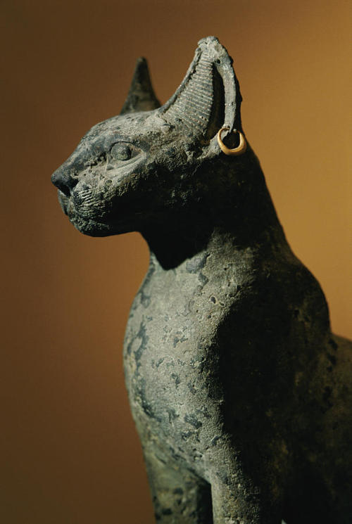 Solid cast bronze statue of the cat goddess Bastet. Late...