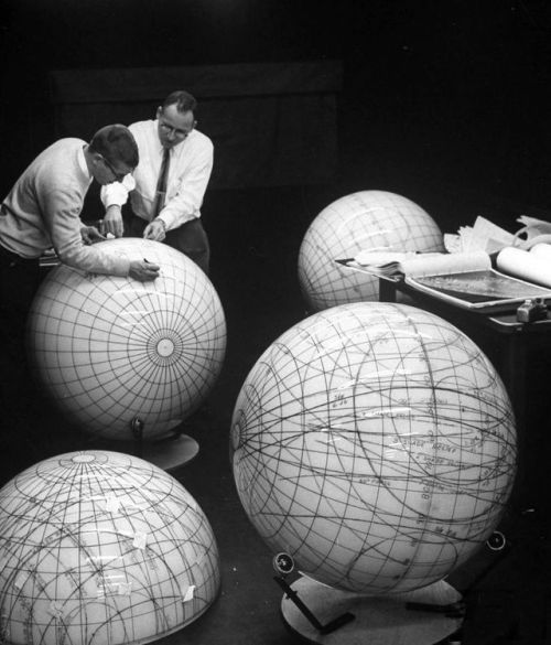 back-then - US Scientists study the phases of the moon on lunar...