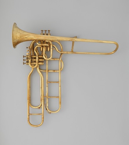met-musical-instruments - Tenor valve trombone by Adolphe Sax,...