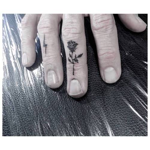 Tattoo tagged with: flower, small, finger, micro, tiny, rose, ifttt,  little, nature, blackwork, maxebrother 