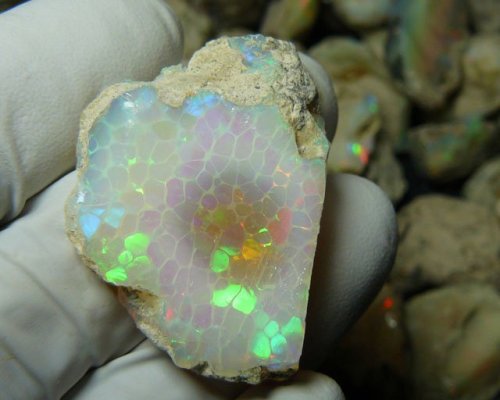 sparkly-snowflakes - sixpenceee - Ethiopian opal with honeycomb...