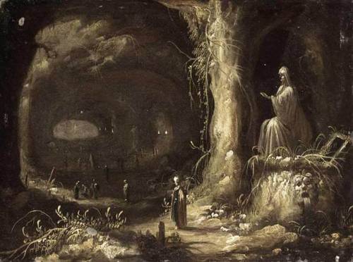 doshmanziari:Strange, moody paintings of imaginary grottos and...