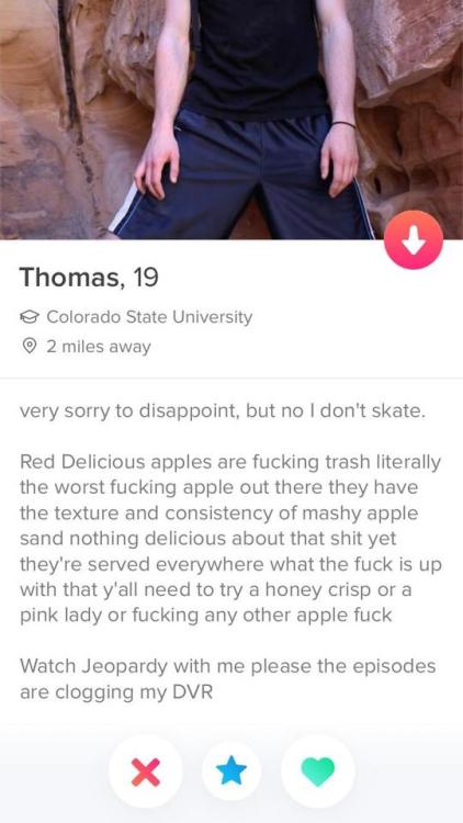 thyrell - tinderventure - Strong opinions about his appleshe’s...