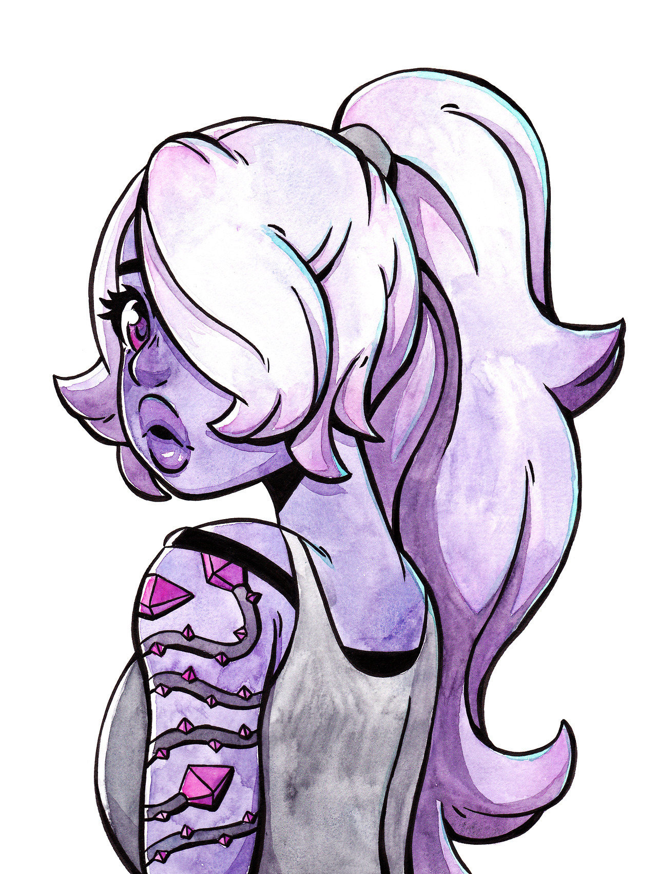 This time it’s Amethyst! I’m not really sure about the whip tattoo, but I posted it anyways… :P (I like making SU fan art when I have no inspiration)