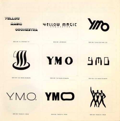 2257ad:Early drafts of logos for Yellow Magic Orchestra.