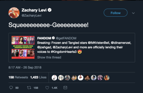 Zachary Levi’s reaction to being in Kingdom Hearts III!