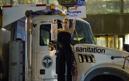 ladyxgaga - November 8th, 2016 - Lady Gaga protesting outside...