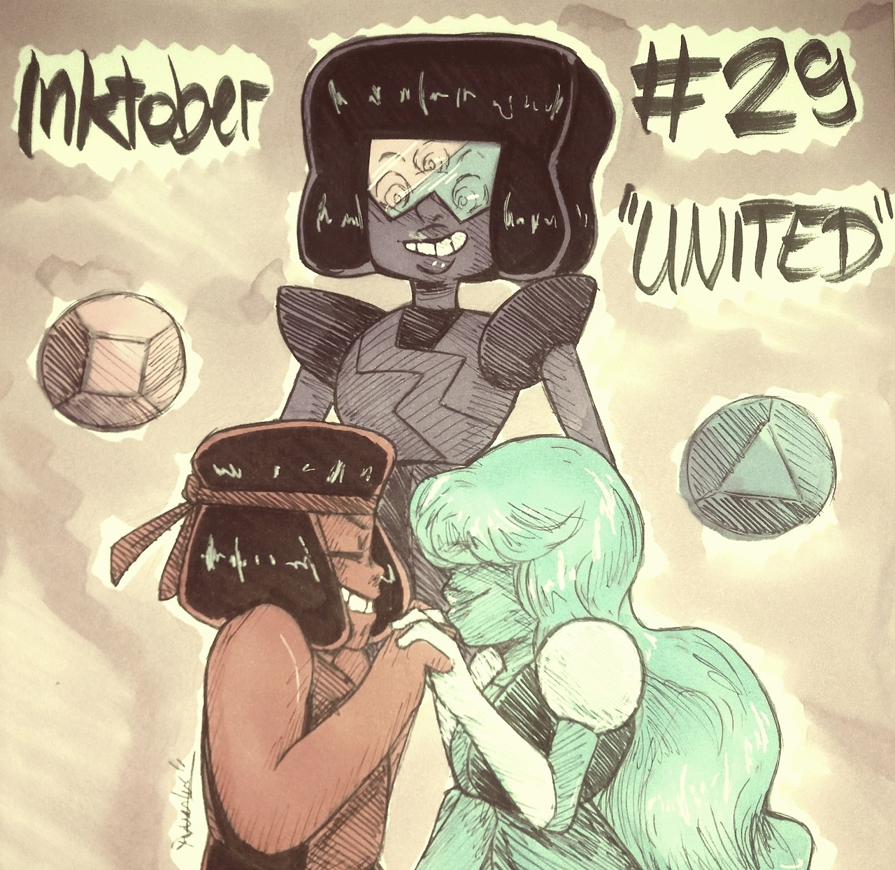 Inktober Day 29 “UNITED” aaand of course I drew square mom