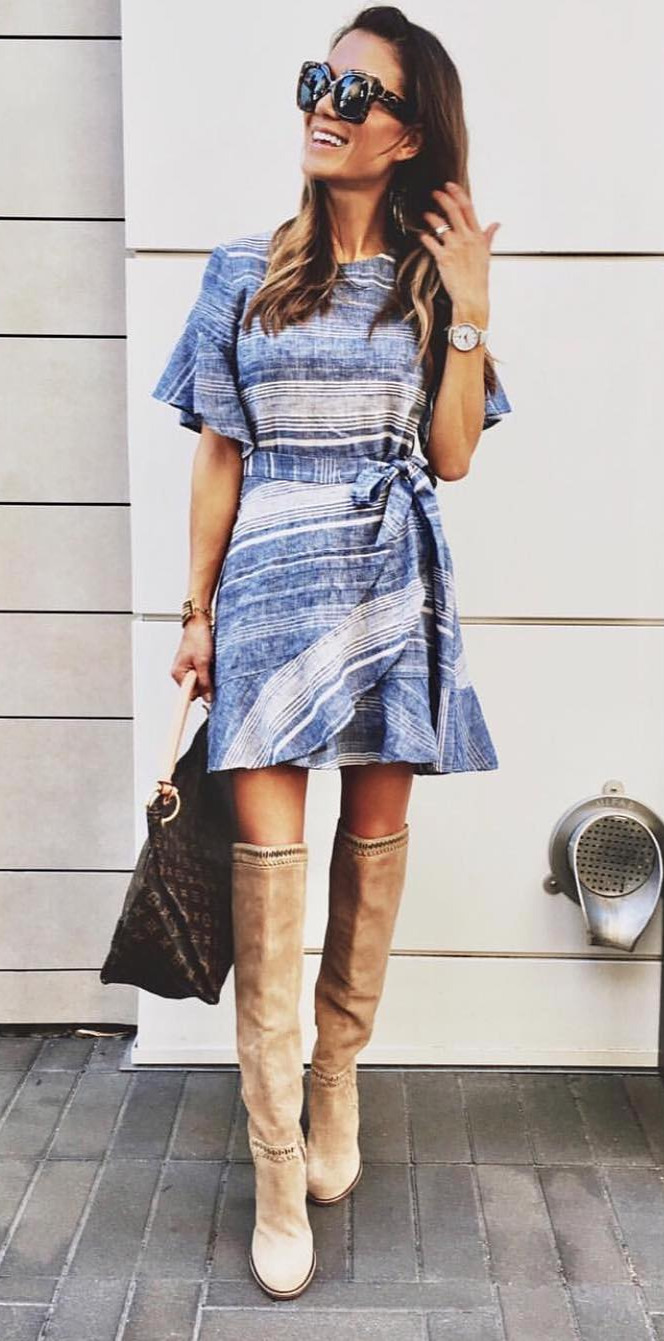 16 Most Trendy Summer Outfits to Try Right Now - #Style, #Girl, #Outfitideas, #Fashionista, #Streetstyle Hiii Friends!!!Did you know these boots come in wide calf too?Had some questions!! Alsooo mine are 50% off!! Woot! Shop the boots, dress and more by following me in the free   app!!Or tap the link in my bio to be taken to my blog!