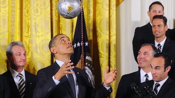 Landon and Barack kick it in the White House It was all about Los Angeles at the White House this afternoon. The LA Galaxy and LA Kings were in America’s capital getting recognition as the 2012 MLS Cup champions and Stanley Cup Champions,...