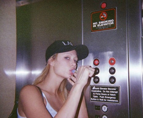 y2klame - paris hilton smoking weed in an elevator, 2010