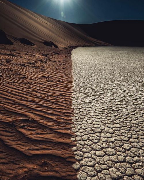 mrandmrsmisbehave:The clean line between sand dunes and dried...