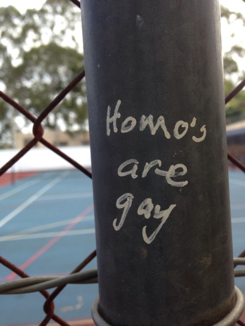 unfitninjuh - queergraffiti - “homo’s are gay”school tennis...