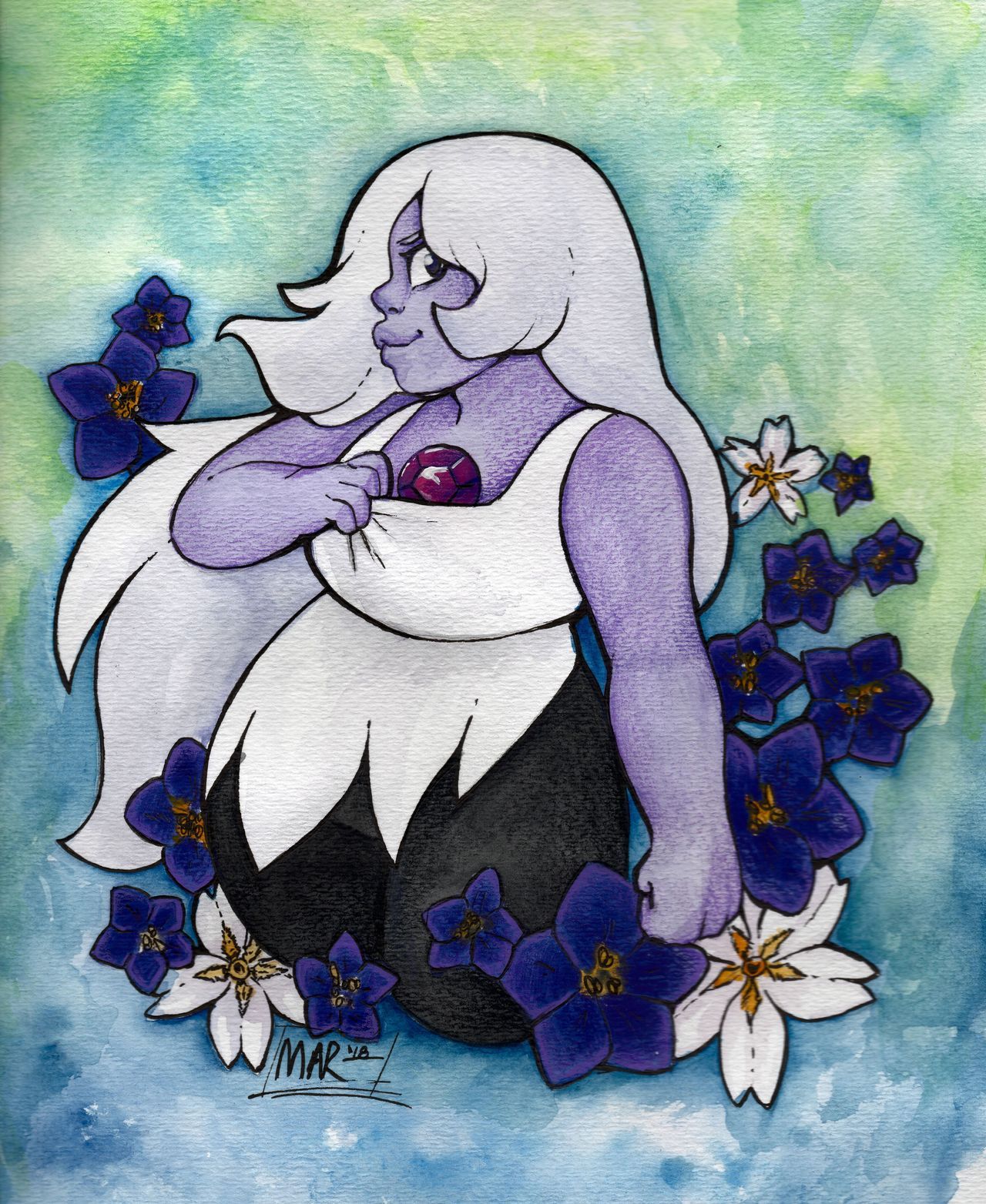 Amethyst is done for my Steven Universe Calendar project this year! February’s birthstone is Amethyst, and the flowers are Violet and Primrose. I love drawing Amethyst so much. I connect to this Gem!!...