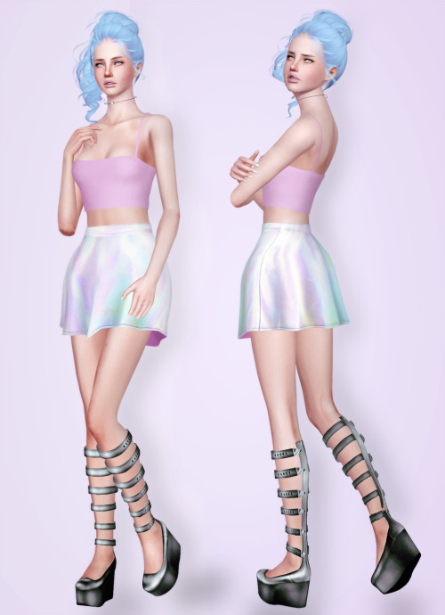 staywithsims - Pastels lookbookchoker | top | skirt | shoes