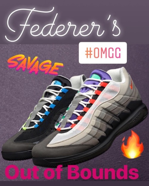 These shoes are Ridiculous!! #federer #airmax95 #airmax #tennis...