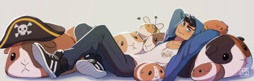 kibsart - Basking in a pile of guinea pig plushes~