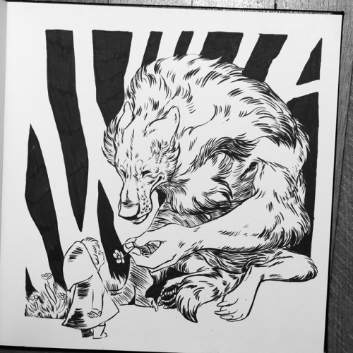 Let’s start inktober! Werewolf and the riding hood.