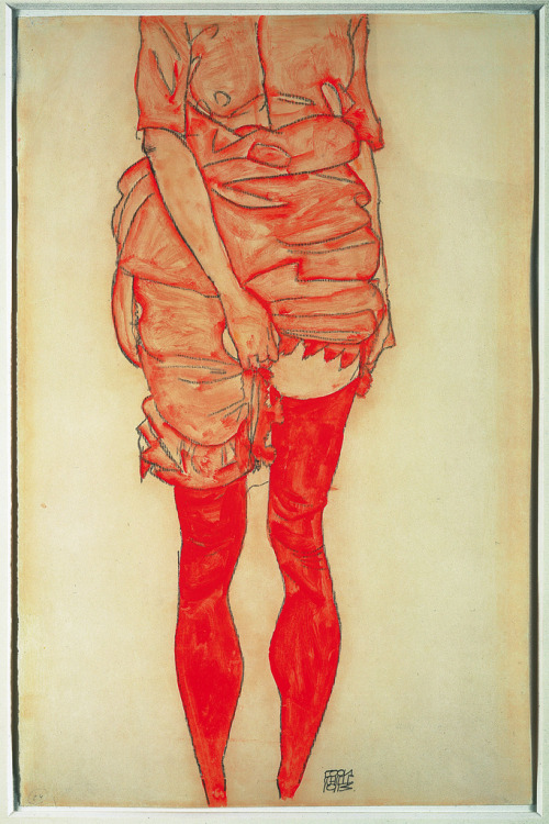 nobrashfestivity - Egon Schiele, Stehende Frau in Rot, 1913
