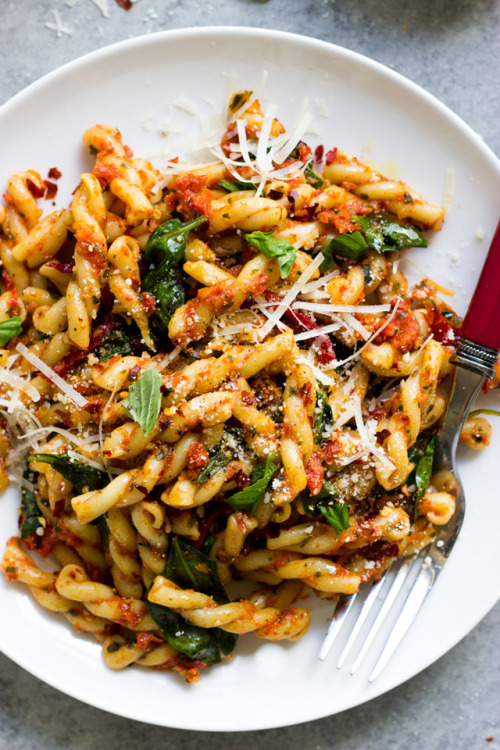 hoardingrecipes - 20-Minute Sun-Dried Tomato Pasta with Spinach