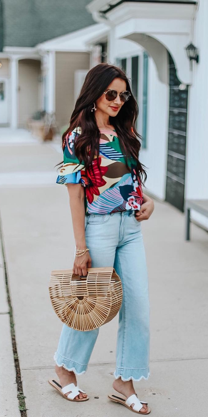 10 Happy Day Outfit Ideas in Any Colors - #Beauty, #Outfit, #Outfitideas, #Fashionista, #Top Scalloped hem crop denim!? YES please! Shop this look by using the app, then screenshot this image for outfit details! , liketkit 