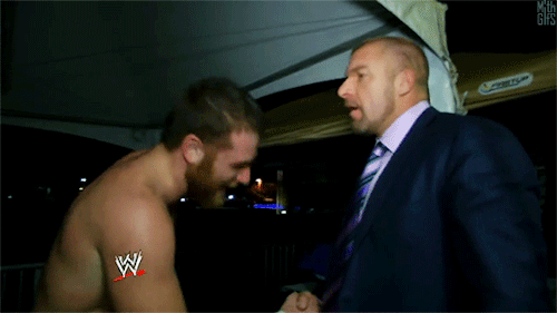 mith-gifs-wrestling - Triple H talks to Sami Zayn after his match...