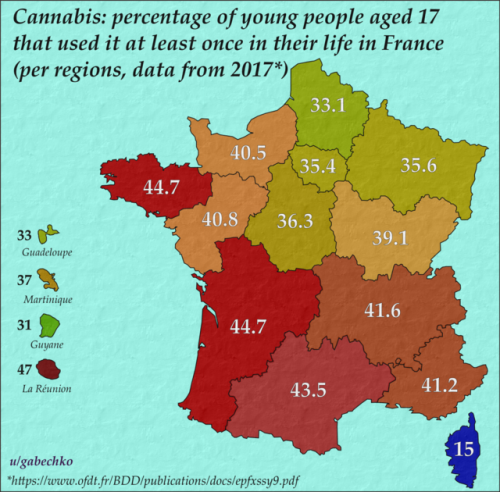 feelingshider - mapsontheweb - Cannabis - percentage of young...
