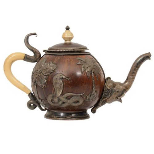 treasures-and-beauty - Anglo Indian Teapot, Wood and ivory.