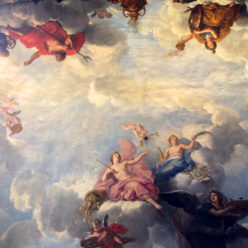 lazybonesillustrations:The ceilings at Versailles today