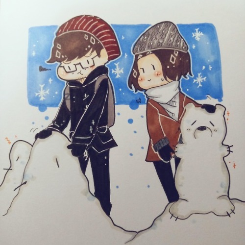 van-arts - This is how I imagine their snowman making adventure...