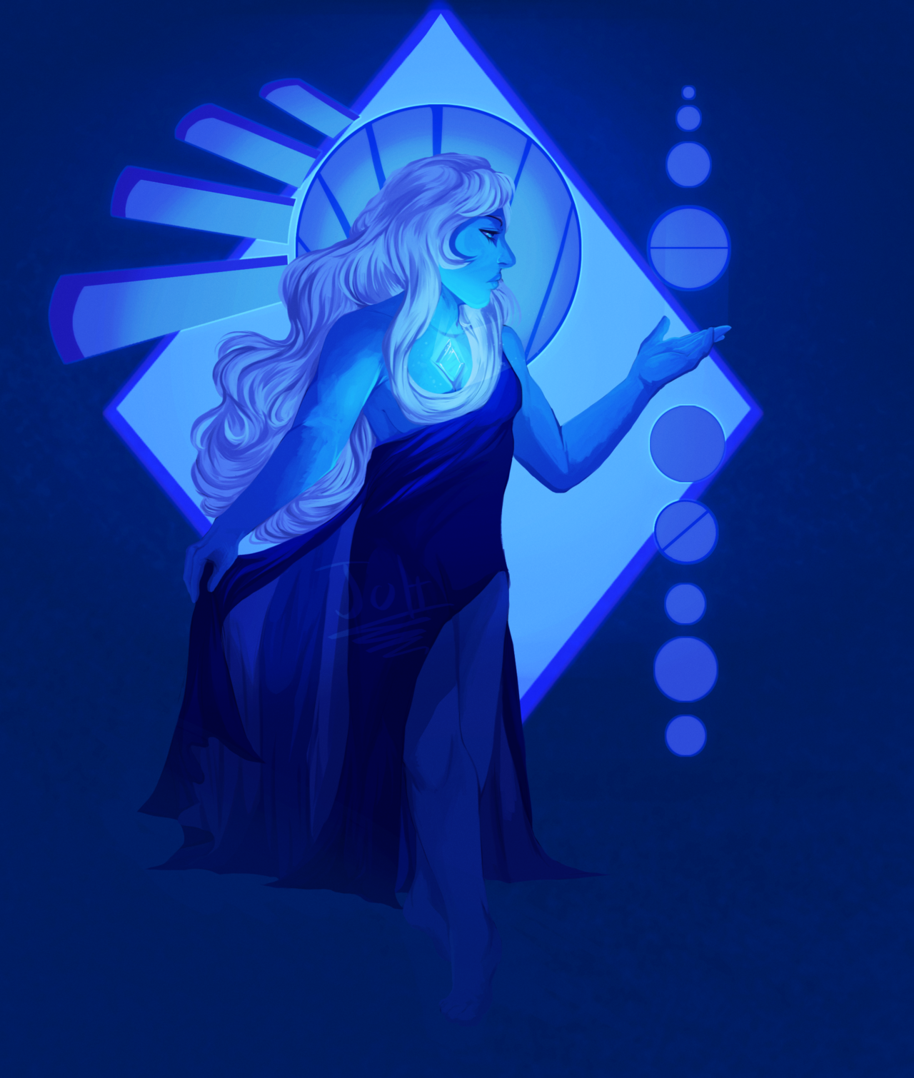 drew blue diamond based on her mural at the moon base