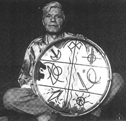  Jóska Soós, Hungarian táltos (=shaman) and painter with his...