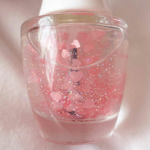 xpinkrosehimex:How cute is this nail polish, Glitter with pink...