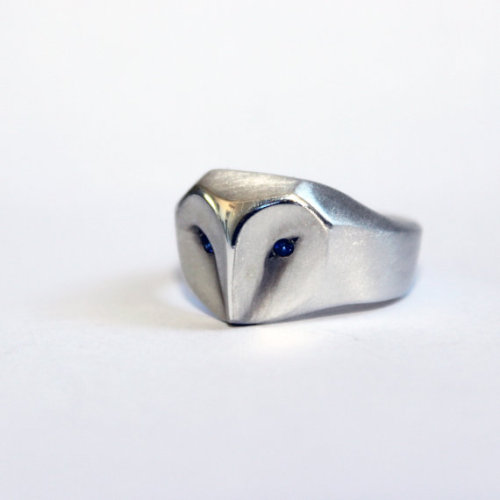 lesstalkmoreillustration - Handcrafted Geometric Owl Ring With...