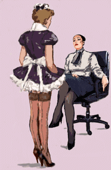 femalesupremacyartanddrawings:
“males practicing a curtsy to his Mistress
”