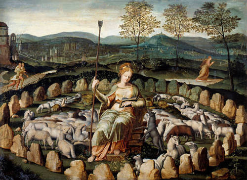 coriesu - Saint Genevieve  tending her sheep Unknown artist—16th....