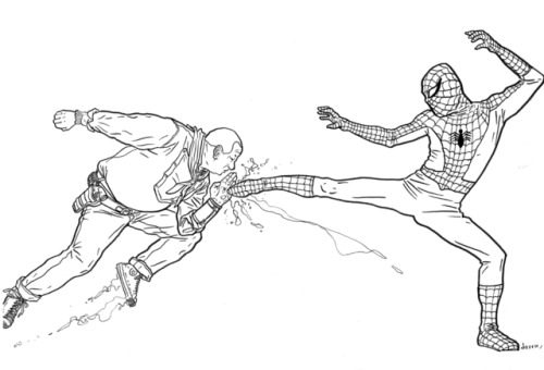 spaceshiprocket - Shaolin Cowboy vs Spider-Man by Geof Darrow