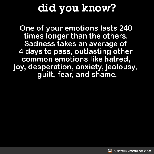 did-you-kno - One of your emotions lasts 240 times longer than...